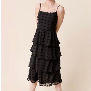 Francesca’s Danny Tiered Clip Dot Midi Dress